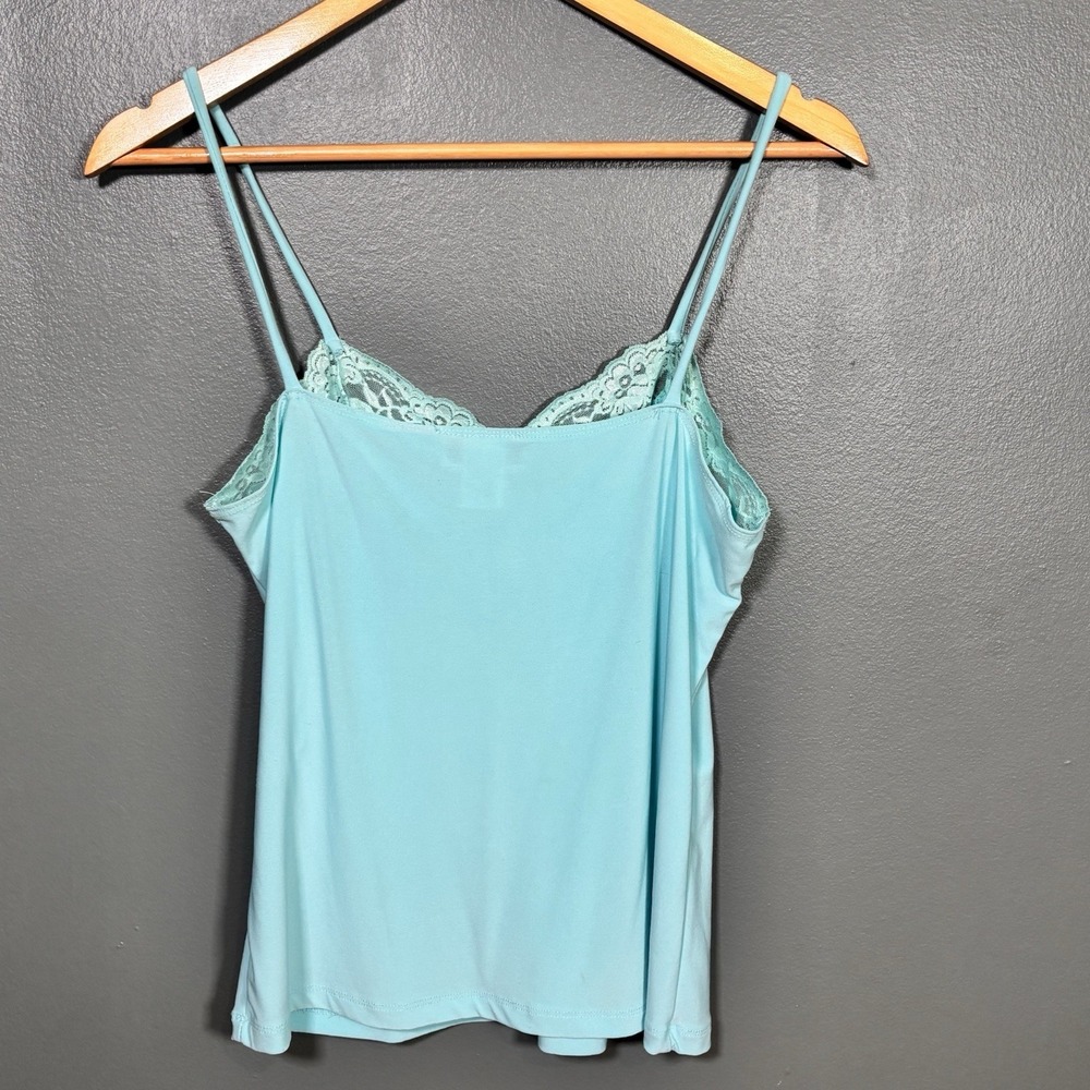 Vintage Y2K Lace Trim Cami Womens Medium 90s Layering Carducci USA Made Coquette - Picture 3 of 8